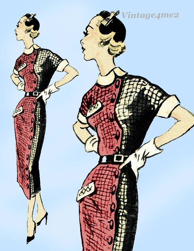 New York 730: 1950s Uncut Misses Designer Dress Sz 36 B Vintage Sewing Pattern Tunics Running lightweight