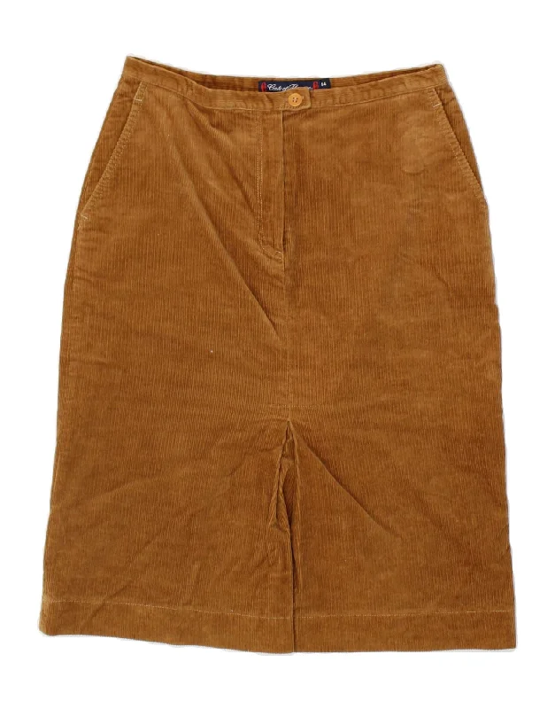 CONTE OF FLORENCE Womens Corduroy Skirt IT 44 Medium W28 Brown Cotton wool skirt sturdy