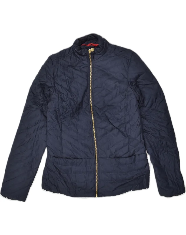 TOMMY HILFIGER Womens Padded Jacket UK 12 Medium Navy Blue Polyester Striped Jacket Polka Dot Jacket Floral Jacket