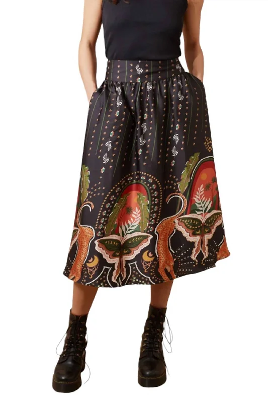Maude Midi Skirt In Black floral skirt print