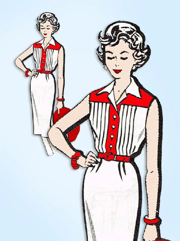 1950s Original Vintage Mail Order Pattern 8330 Misses Slender Sun Dress Sz 32 B Tunics Travel practical