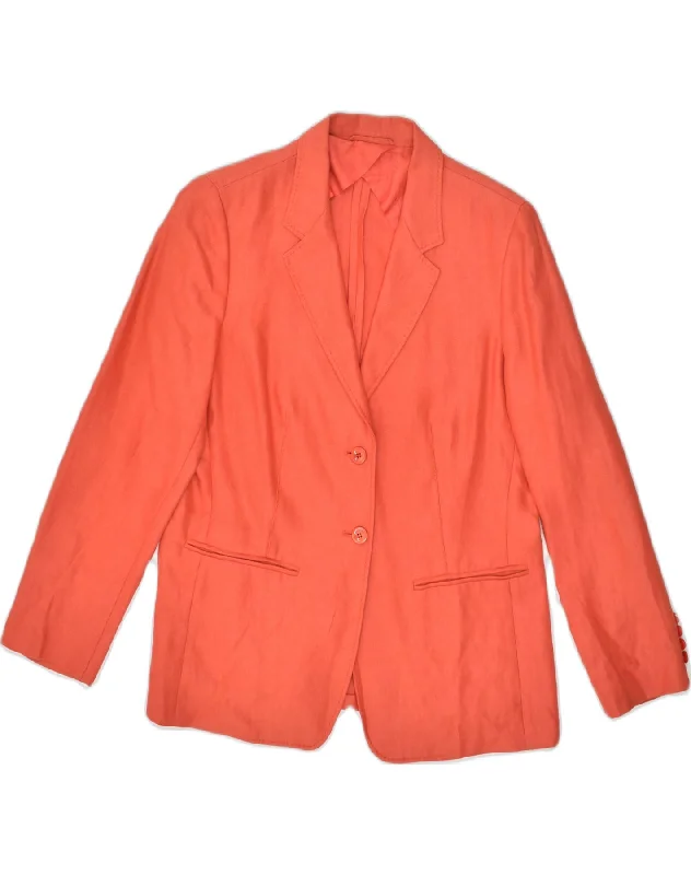 MAX MARA Womens 2 Button Blazer Jacket UK 14 Large Red Cupro Fleece Fabric Down Fabric Feather Fabric