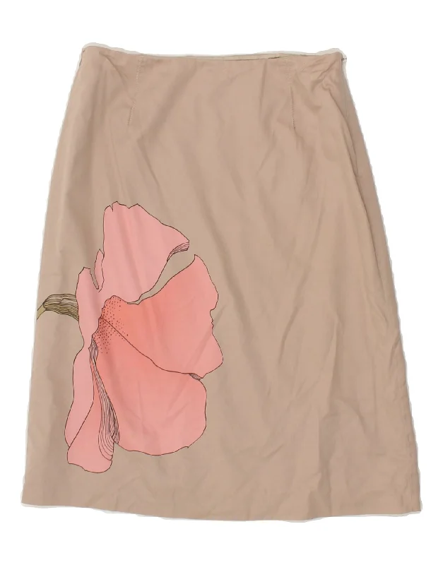 J. CREW Womens A-Line Skirt US 4 Small W27  Beige Floral Cotton asymmetrical skirt cut