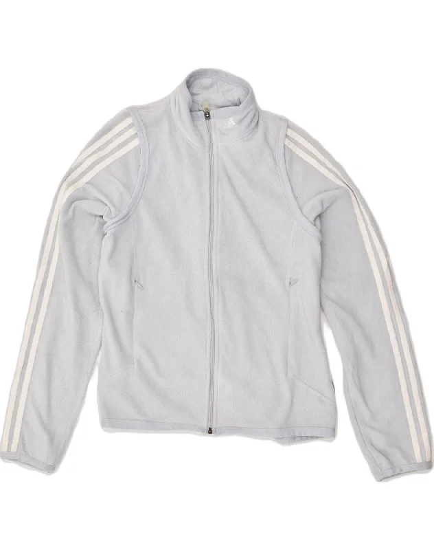 ADIDAS Womens Fleece Jacket UK 14 Medium  Grey Polyester Jacket Blazer Coat