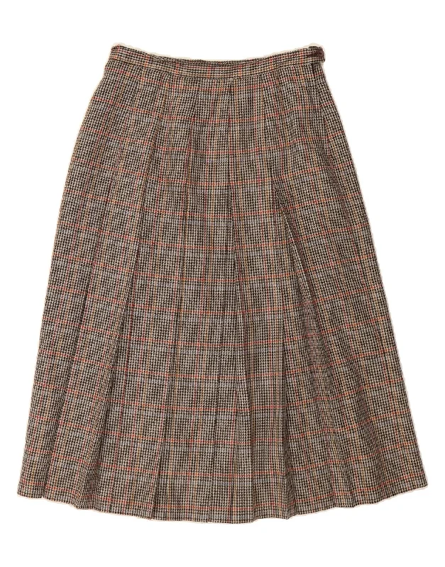 VINTAGE Womens A-Line Skirt UK 14 Medium W30 Grey Houndstooth velvet skirt rich