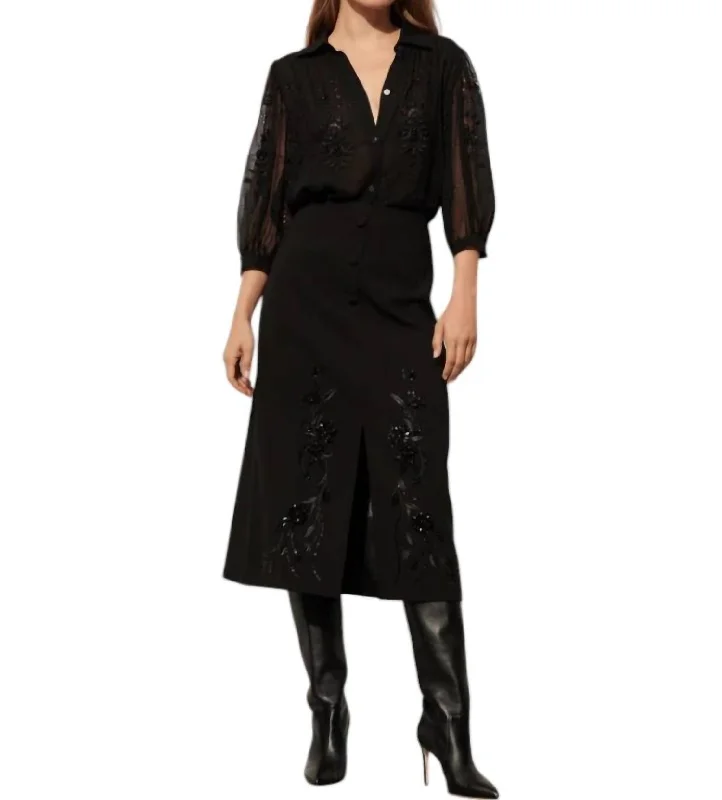 Ophelia Skirt In Onyx Black silk skirt luxurious
