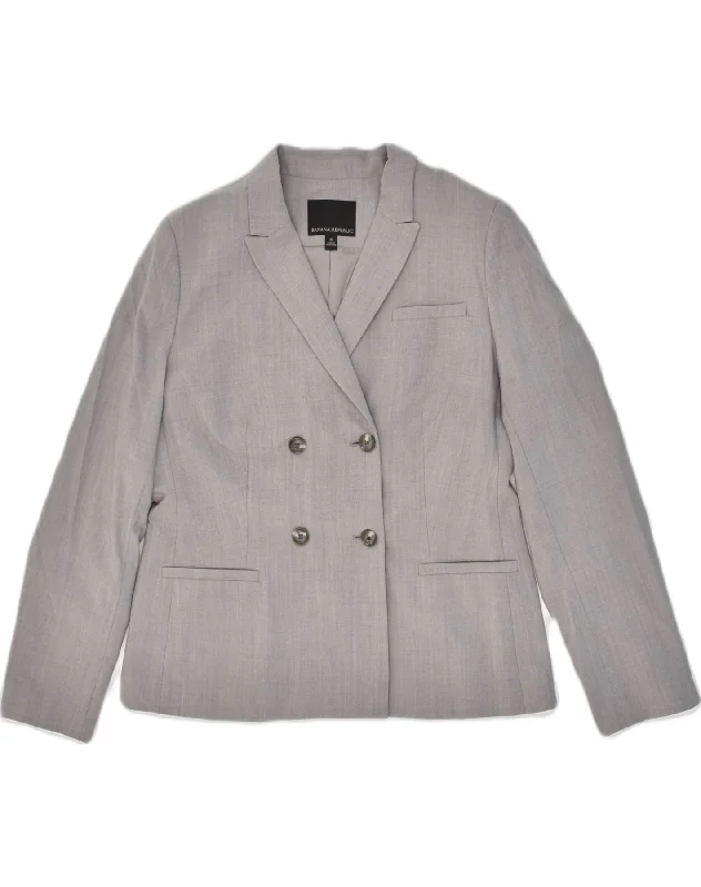 BANANA REPUBLIC Womens Double Breasted Blazer Jacket US 6 Medium Grey Wool Satin Jacket Silk Jacket Chiffon Jacket