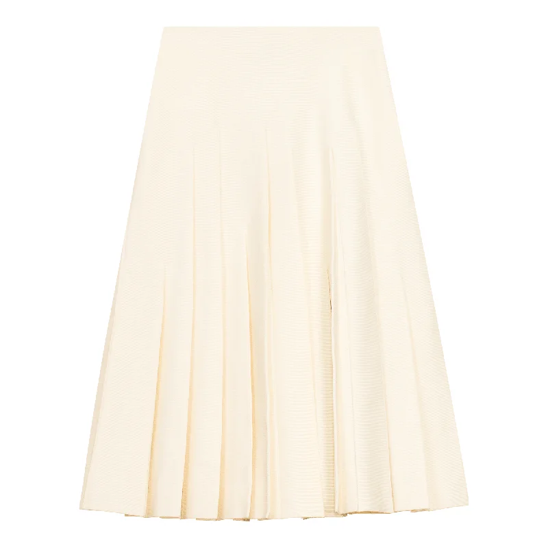 Knit Uneven Pleats Skirt 065 cashmere skirt rich