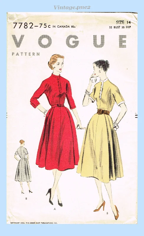 Vogue 7782: 1950s Classic Uncut Misses Street Dress 32 B Vintage Sewing Pattern Tunics Trendy modern