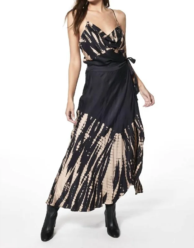 Arlo Maxi Wrap Satin Skirt In Sandstone Web leather skirt sleek