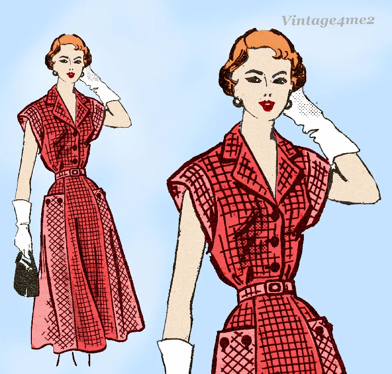 1950s Vintage Anne Adams Sewing Pattern 4992 Misses Shirtwaist Dress Size 32B Uncut Pencil Office Professional