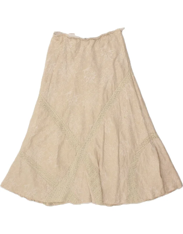 PER UNA Womens A-Line Skirt UK 12 Medium W28 Beige Floral Cotton lace skirt feminine
