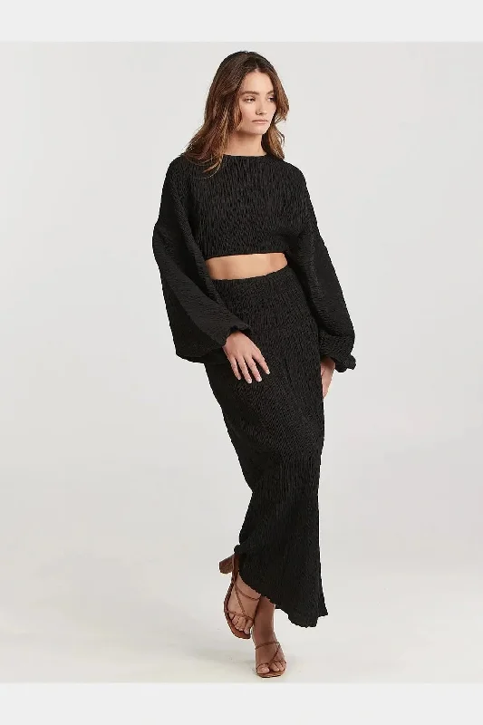 Charlie holiday aria skirt - black linen skirt relaxed