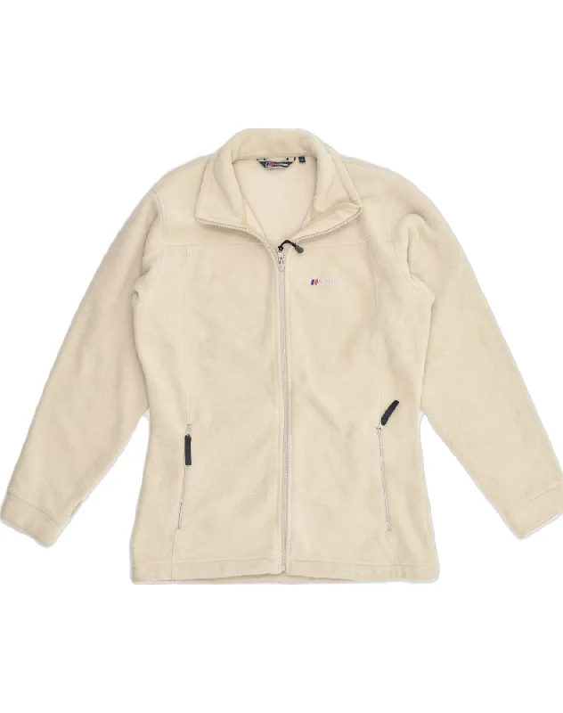 BERGHAUS Womens Fleece Jacket UK 16 Large  Off White Polyester Wool Jacket Cashmere Jacket Tweed Jacket