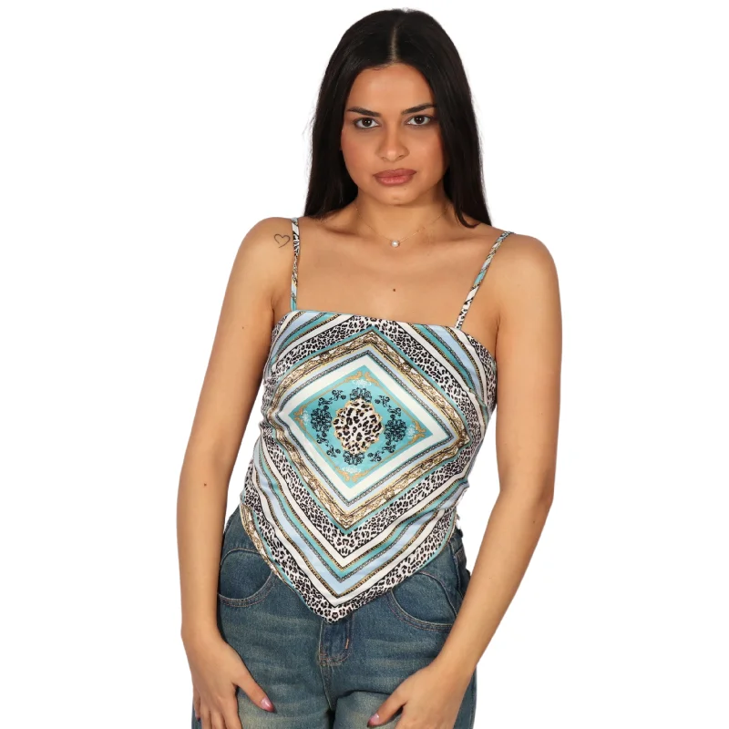CRAVE FAME - Square Neck Tank Top metallic tank top