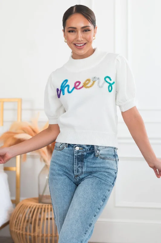 Cheers To A New Year Modest Sweater Fleece Sweater Nylon Polyester