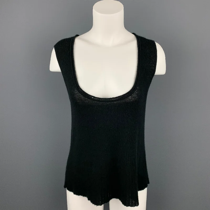 YVES SAINT LAURENT Size L Black Knitted Cashmere Tank Top relaxed fit tank