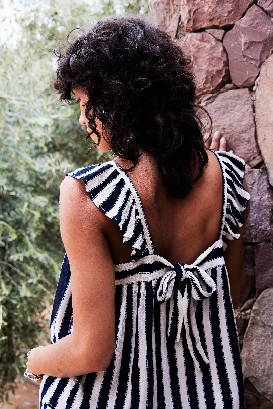 STRIPED TIE BACK TANK sleep tank top