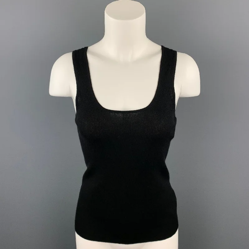 TSE Size S Black Knitted Ribbed Cashmere / Silk Tank Top baby blue tank