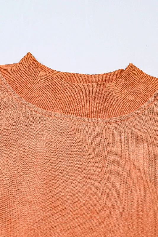 Long Sleeve Crew Neck Sweater for Women Front Pockets Side Pockets Patch Pockets