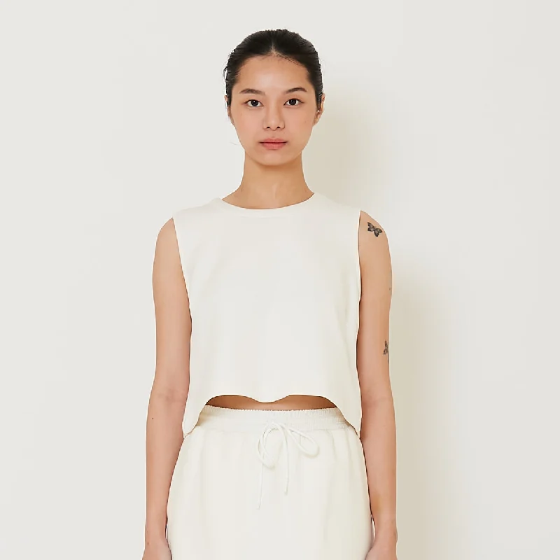 Women Neoprene Tank Top - Off White - SW2410158A workout tank top