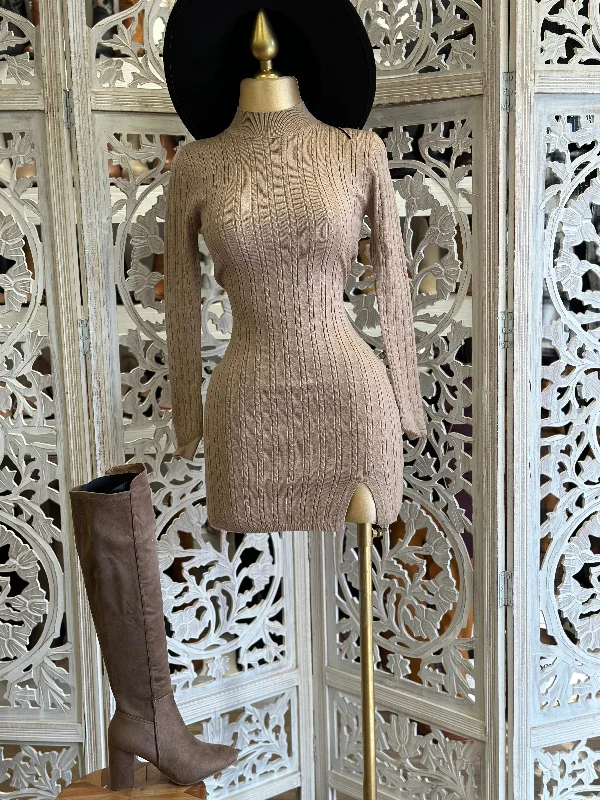 Mocha Sweater Mock Neck Mini Dress Jersey Fabric Tulle Fabric Batik Fabric