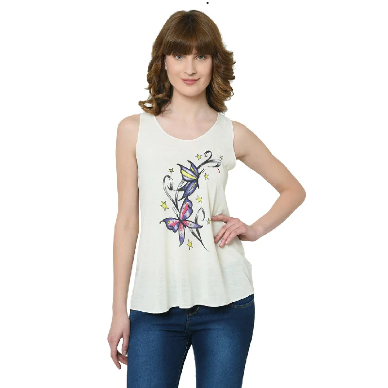 Vimal Jonney White Tank Top For Women's relaxed fit tank