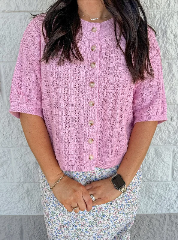 Feeling Sweet Pink Textured Sweater Cashmere Blend Cotton Blend Poly Blend