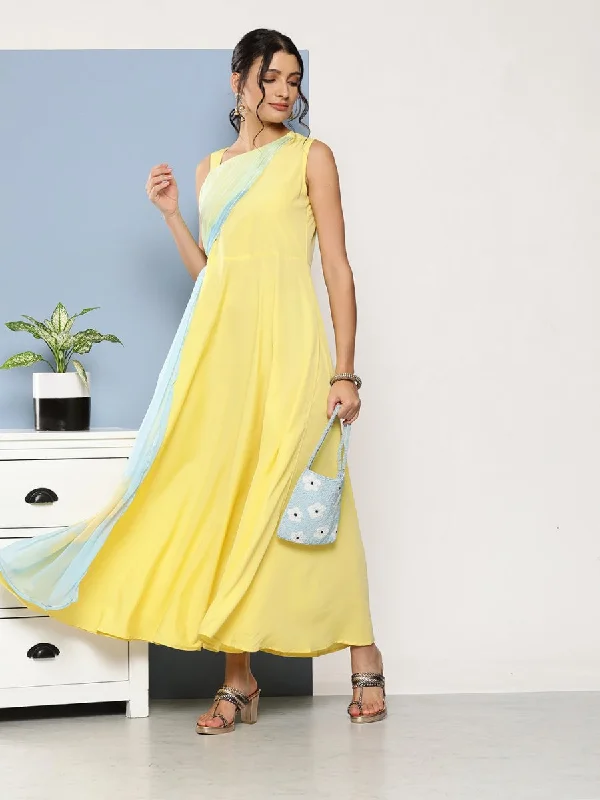 Ahalyaa Women Colourblocked Maxi Ethnic Dress