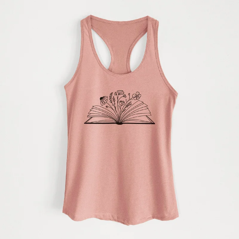 Floral Open Book - Women's Racerback Tanktop print tank top