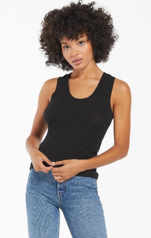 SIRENA RIB TANK (BLACK) coral tank top