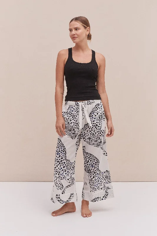 Tank Top & Wide Leg Trouser Set Black/The Jag Print Cream slim fit tank