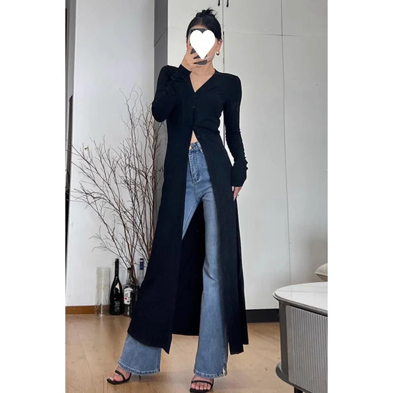 Pphmm 2000s fashion French Royal Sister Style Knitted Split Dress Autumn and Winter New Women's New Year Battle Gown Dress