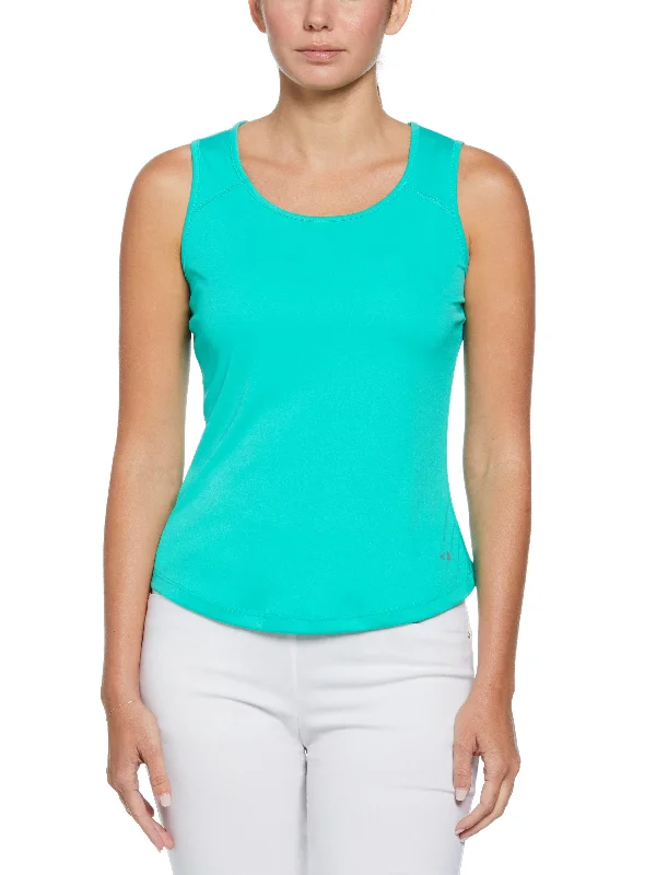 Women's Solid Keyhole Tennis Tank Top ribbed tank top