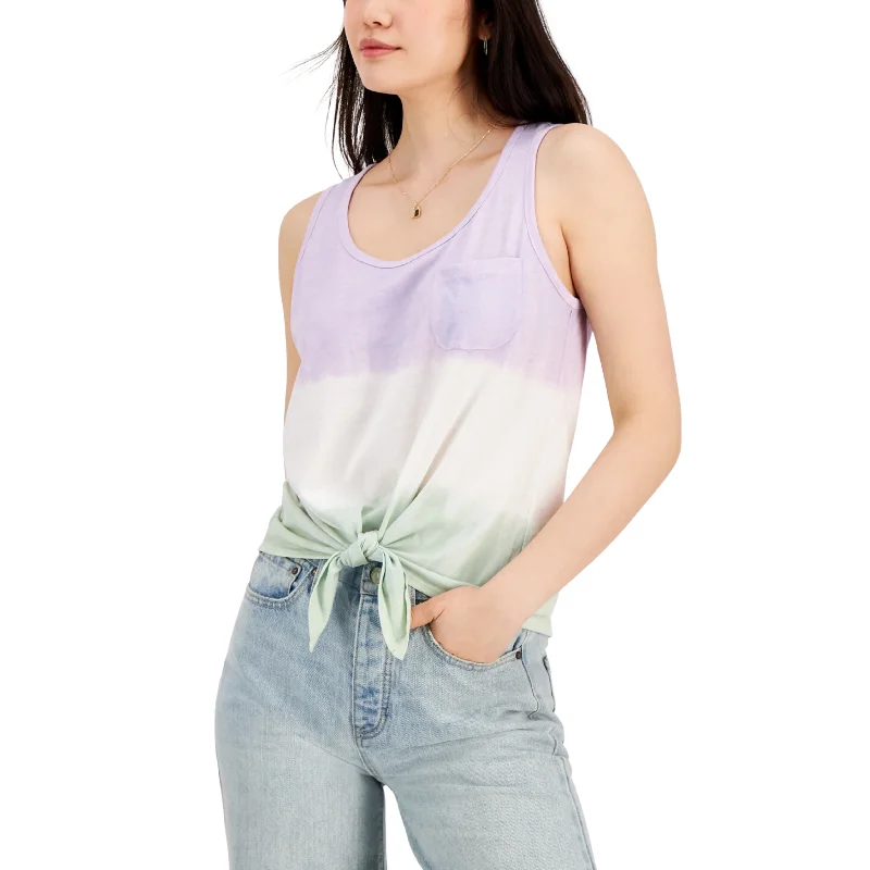 REBELLIOUS ONE - Dip-Dye Tie-Hem Tank Top yoga tank top