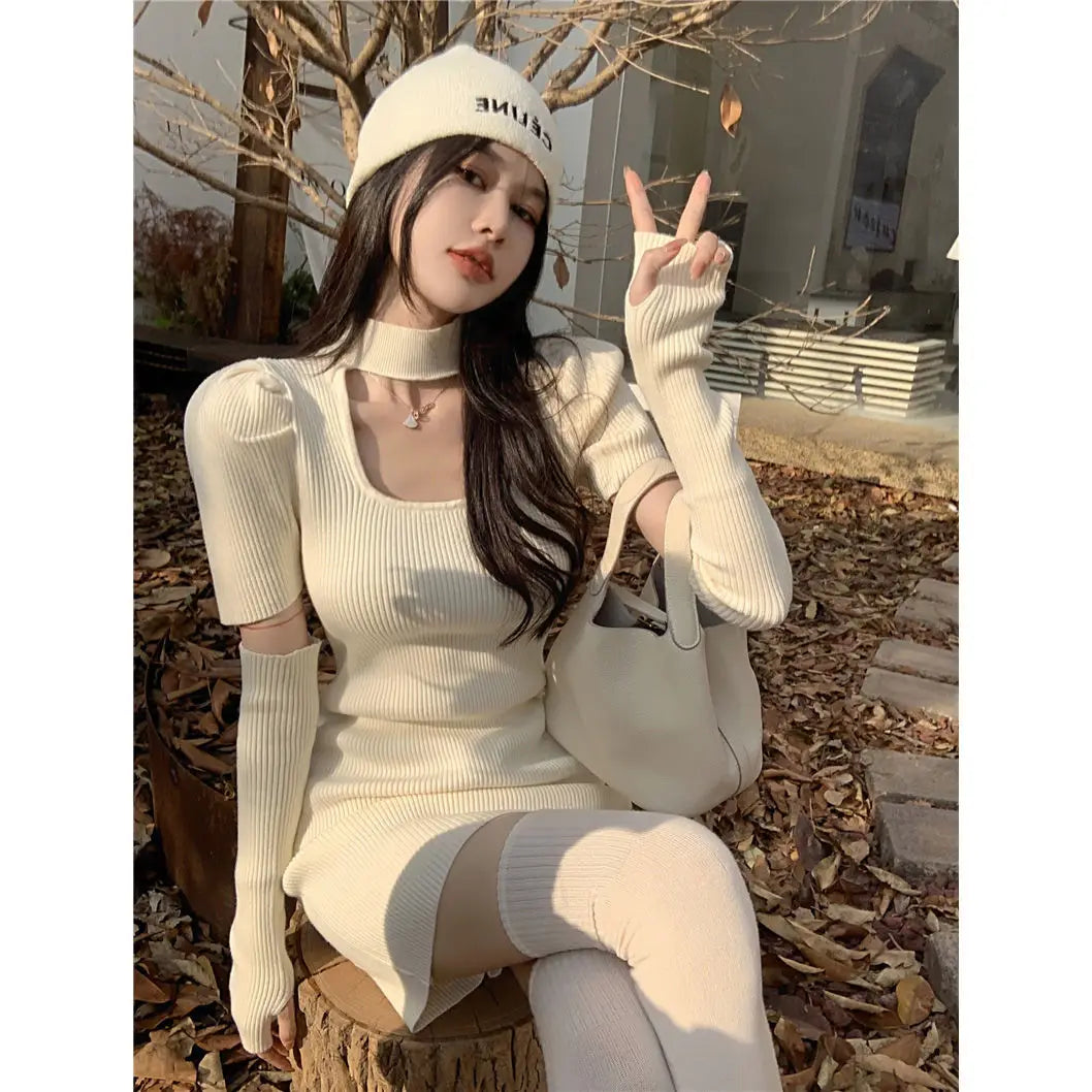 Beige Knitted Dres