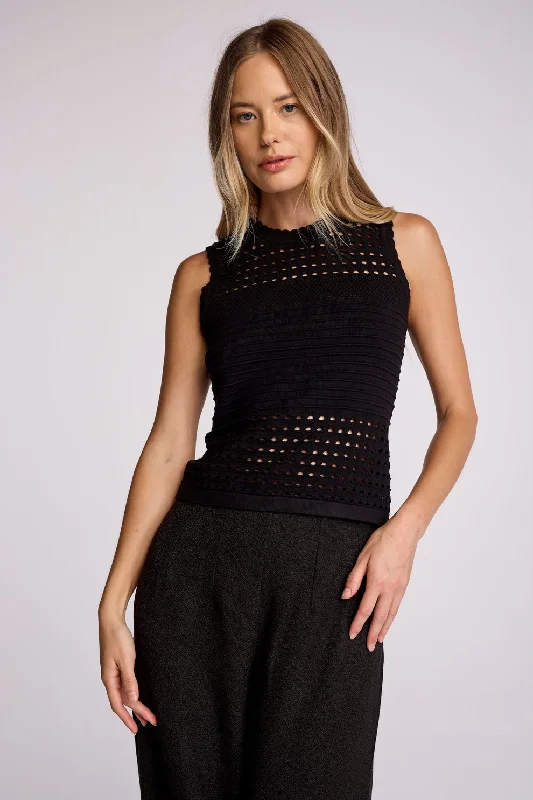 ZANE POINTELLE TANK - BLACK sexy tank top