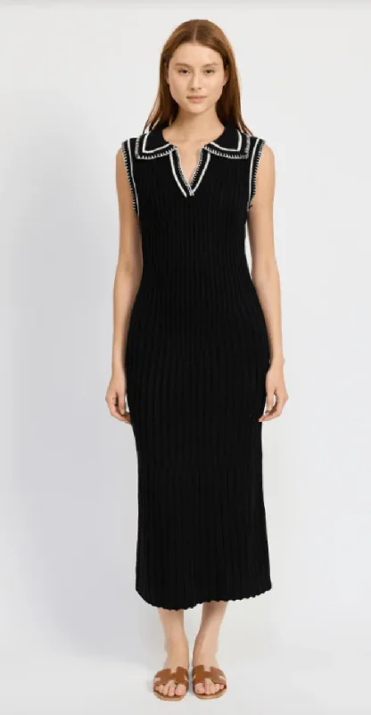 En Saison 'Granger Polo Sweater Dress' Solid Print Embellished