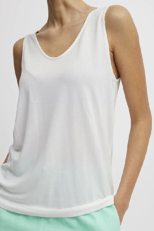 SELA TANK (WHITE) cherry red tank
