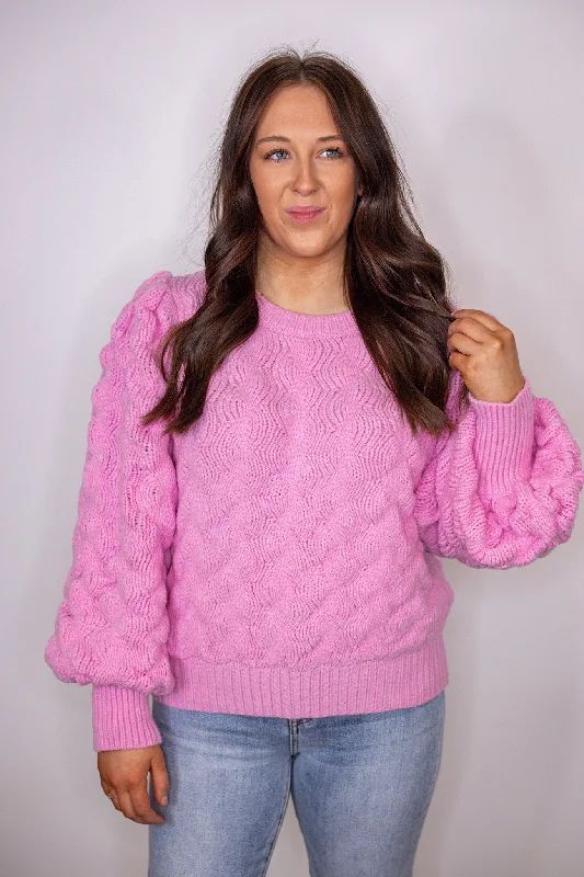 Everlasting Love Pink Textured Sweater Satin Blend Silk Blend Wool Blend
