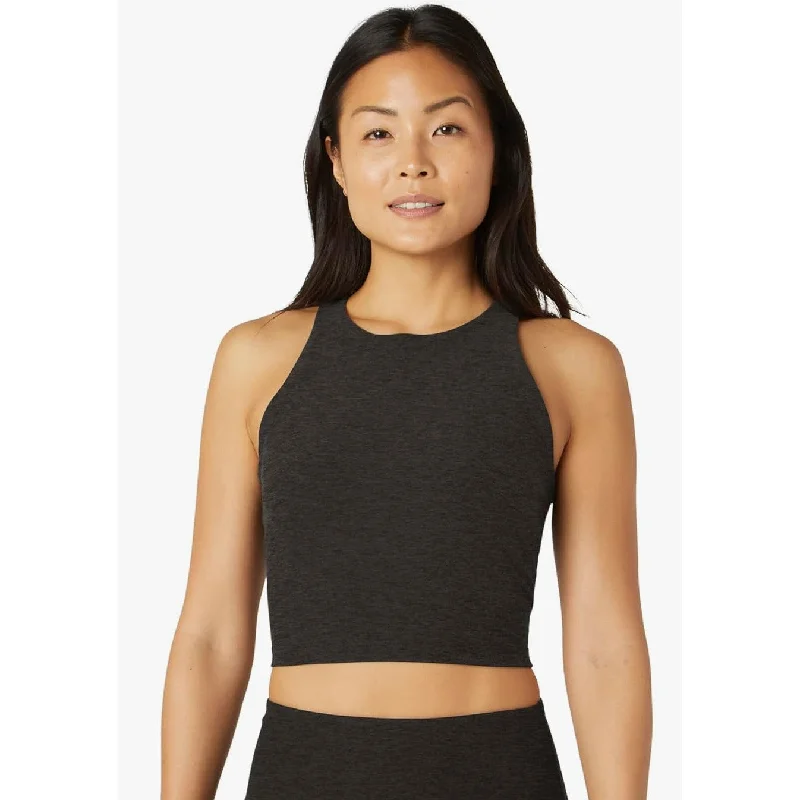 BEYOND YOGA Refocus Cropped Tank Top XS Dark Grey Spacedye Racerback NWT silver tank top