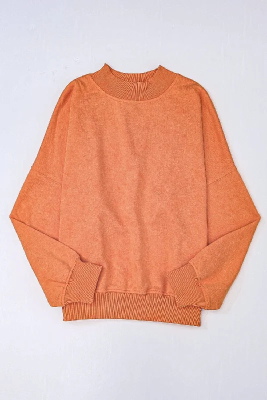 Slightly Oversized Crew Neck Sweater Welt Pockets Slit Pockets Flap Pockets