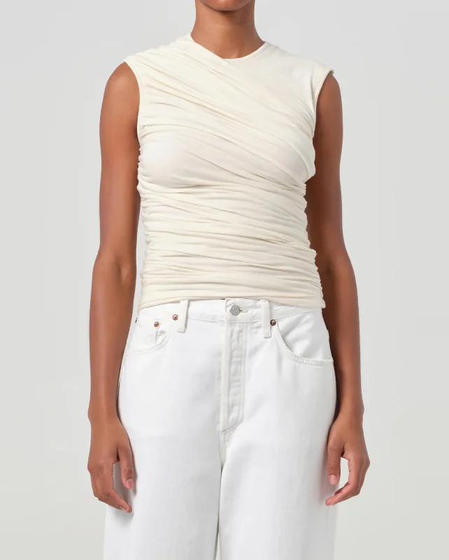 ESTER TWIST TANK / OAT MILK gold tank top