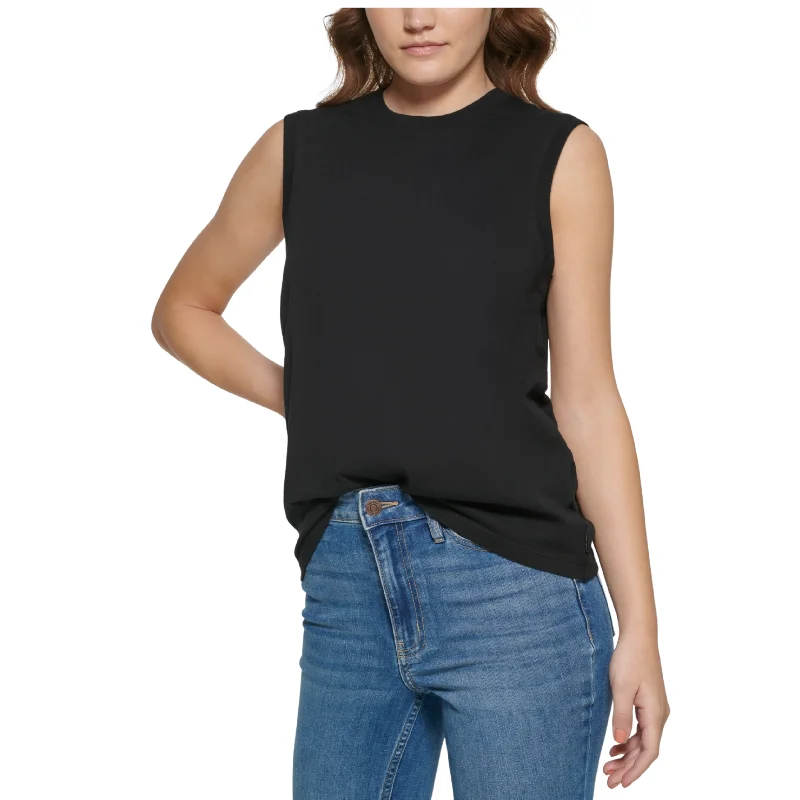 CALVIN KLEIN -  Crewneck Sleeveless Cotton Tank Top striped tank top