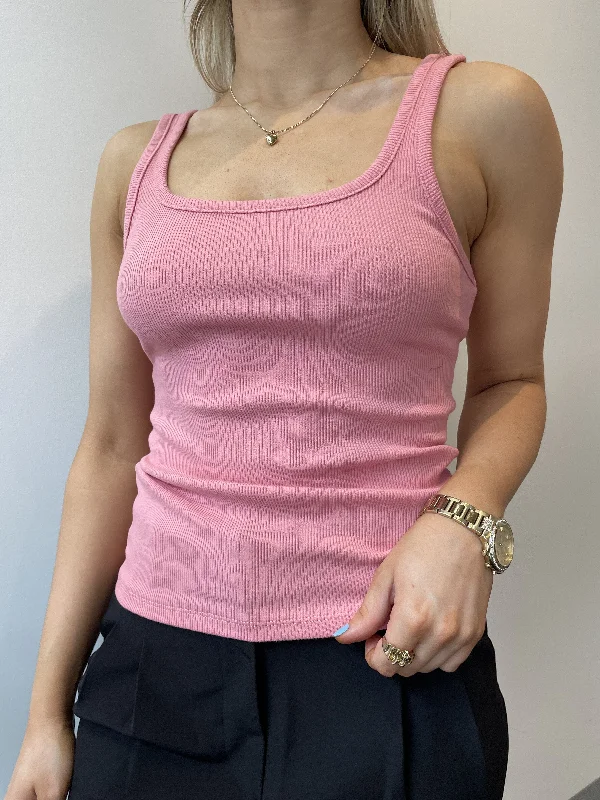 AUDREY RIB TANK (PINK) lemon yellow tank