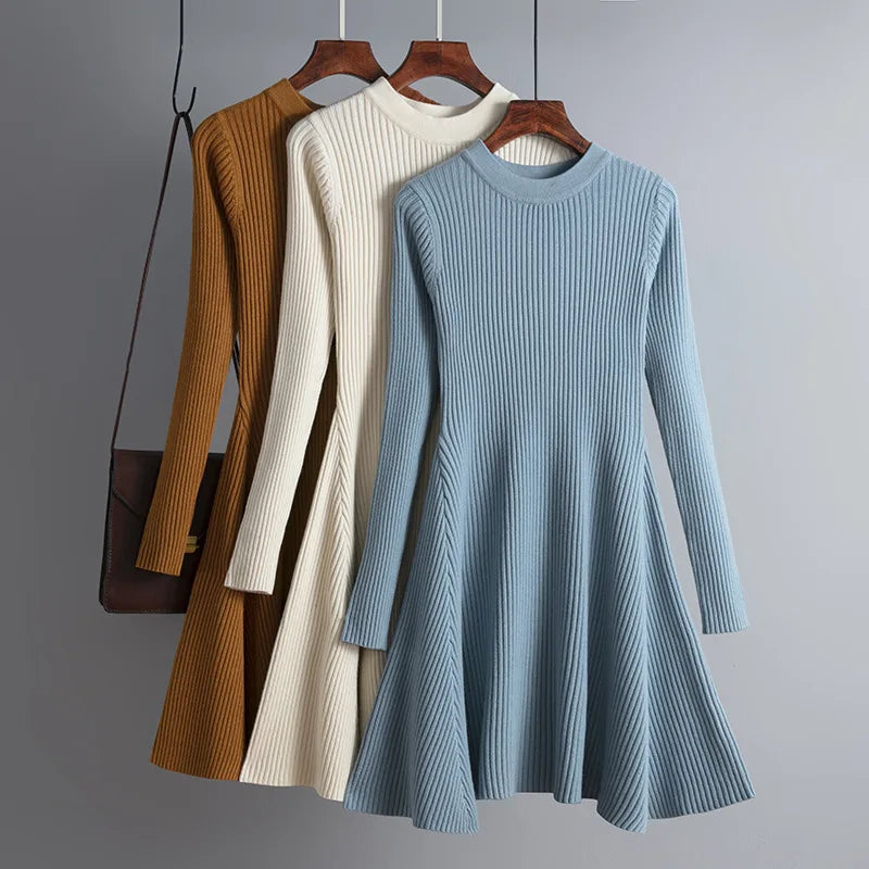 GETADME HLBCBG basic autumn winter short aline thick sweater dress elegant knit dress women slim mini dress Female chic knit sexy dress Hooded Caped Shawl Collar