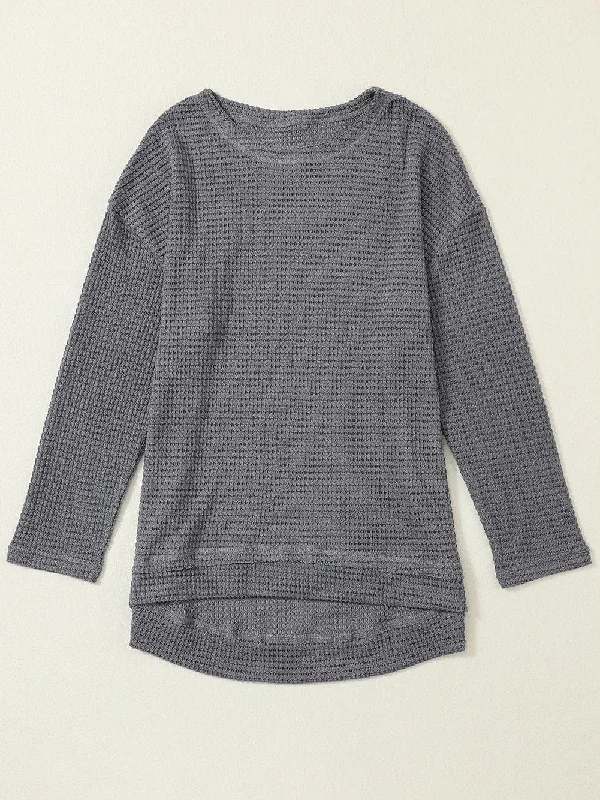 Soft Waffle Knit Sweater Zippered Buttoned Snapped