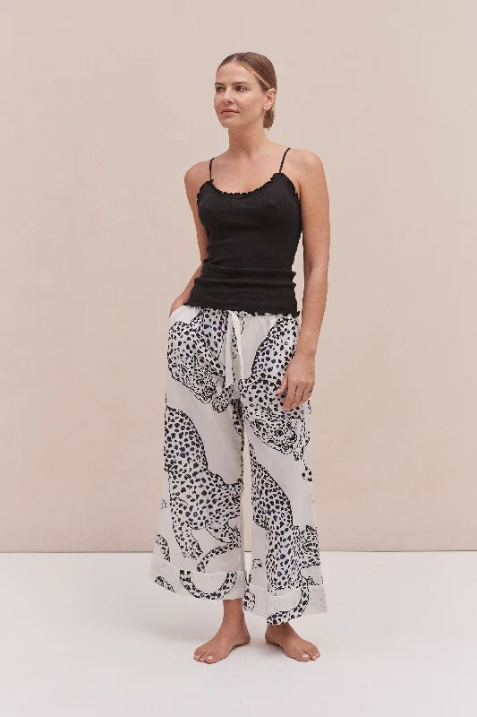 Soft V Tank Top & Wide Leg Trouser Set Black/The Jag Print Cream relaxed fit tank