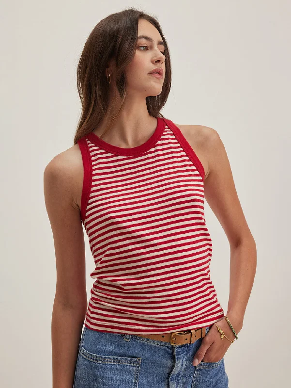 Lua Stripe Tank Top - Red flexible tank top