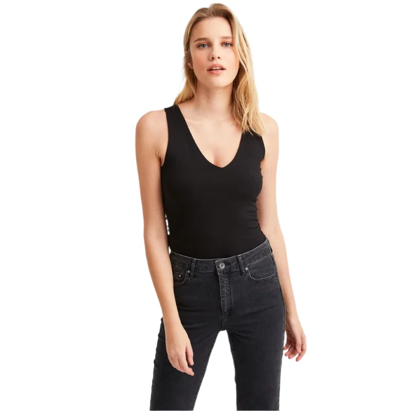 OXXO - V Neck Thick Strap Tank Top mesh tank top